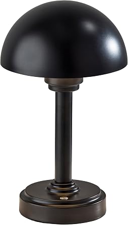 Adesso Black LED Cordless Table Lamp with Dome Shade