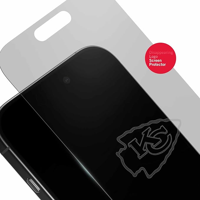 NFL Kansas City Chiefs Clear Screen Protectors for iPhone 15 Pro Max/15 Plus/16 Plus - with Disappearing Logo - Scratch-Resistant and Easy-to-Install Screen Protectors (Includes Installation Tray)