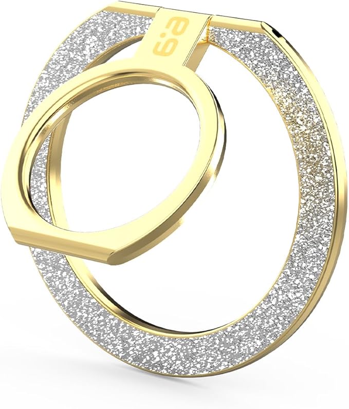 PureGear Magnetic Phone Grip Ring Stand, Magnetic Phone Ring Holder for MagSafe iPhone Air, 17, 17Pro, 17ProMax, 16, 16Plus, 16ProMax, 15, 14, 13, 12 Adjustable Kickstand(Gold with Silver Glitter)