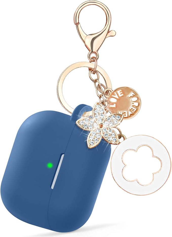 Case Compatible for Apple Airpods 4 - VISOOM Airpods 4 Cases 2024 Cover Women Cute Silicone iPods 4 Earbuds Wireless Accessories Charging Cases Girl Bling Keychain for Airpod iPods 4th Generation