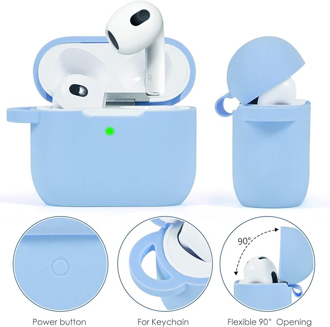 VISOOM Case for Airpods 3 Pink Airpods 3rd Cases 2021 Silicone for iPod 3 Earbuds Case Cover Women Wireless Charging Case with Accessories Girl Bling Keychain for Apple Ear Buds 3rd Generation