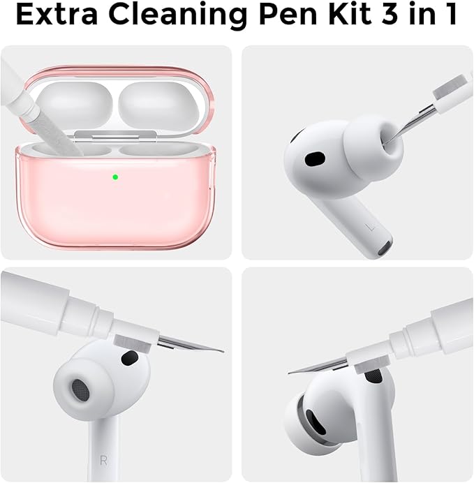 AhaStyle Clear Airpods Pro 3 Case Cover 2025 [Anti-Yellowing] Soft TPU Protective Skin for Apple AirPods Pro 3rd Generation Case with Cleaner Kit Support USB-C Charging Case and Wireless Charging
