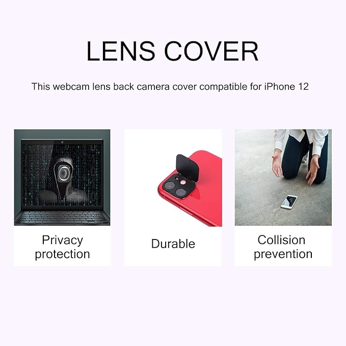 Phone Camera Lens Cover Compatible for iPhone 12,Camera Lens Protector to Protect Privacy and Security,Strong Adhesive,2 Pack