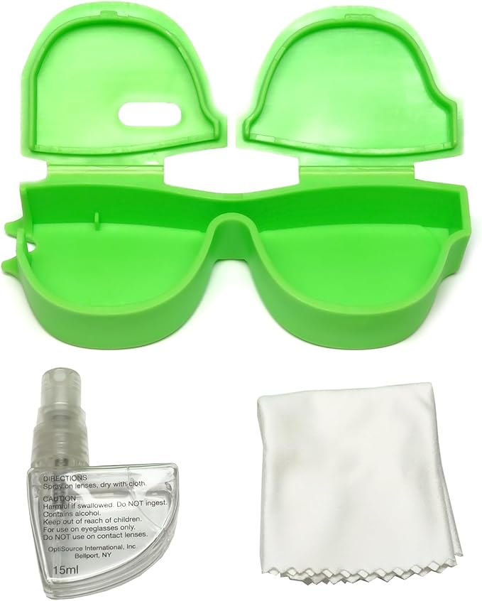 Calabria Kool Klean 2 Pack Eyeglasses Lens Cleaner Kit Green 15 ml Cleaning Spray, White Cleaning Cloth Eyewear Cleaning Kit