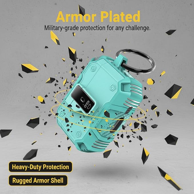 for AirPods Pro 3 Case, Secure Lock Magnetic Lid Cover with Keychain, Military Grade Shockproof Protective Case for Airpods Pro 3rd Generation, Wireless Charging & Front LED Visible,Sky Blue