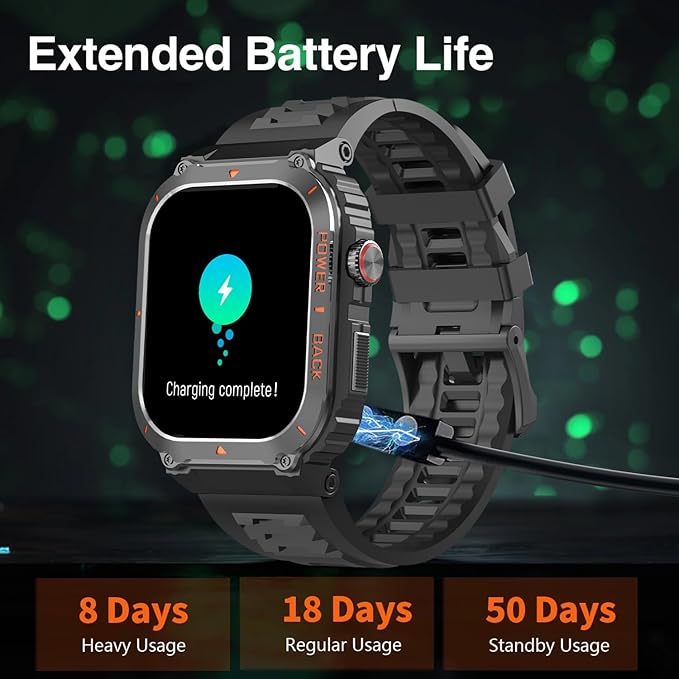 Military GPS Smart Watch for Men Pressure/Altitude/Compass,Fitness Smart Watch for Android Phones and iPhone,Outdoor Waterproof Fitness Tracker with Blood Oxygen/Heart Rate/Sleep/100+ Sport Modes