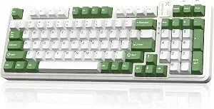 AUSDOM 98Pro Silent Mechanical Keyboard, Wireless Hot Swappable Gaming Keyboard with Backlit,Gasket Structure,Pre-lubed Tactile Switches,2.4GHz/Type-C/Bluetooth Custom Keyboards (Green & White-Silent)