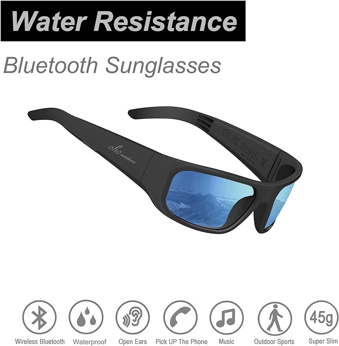 OhO Smart Glasses,Polarized Sunglasses with Bluetooth Speaker,Athletic/Outdoor UV Protection and Voice Control,Unisex