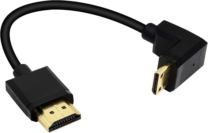 15CM Mini HDMI to HDMI Short Cable, 90 Degree Downward Angle High Speed Mini HDMI Male to HDMI 2.0 Male Adapter Support 4k@60HZ YOUCHENG, for Raspberry Pi, Tablet, Camera Etc (Down)