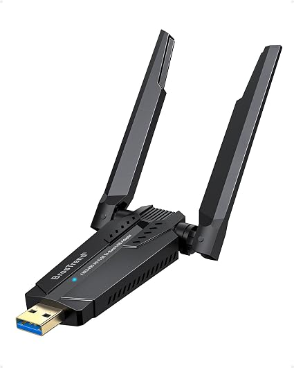 BrosTrend USB WiFi 6E Adapter AXE5400 Tri-Band, with 2X High Gain Antennas