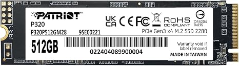 Patriot P320 512GB PCIe Gen 3x4 M.2 2280 SSD