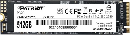 Patriot P320 512GB PCIe Gen 3x4 M.2 2280 SSD