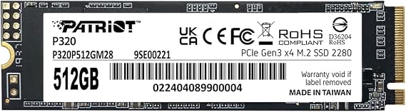 Patriot P320 512GB PCIe Gen 3x4 M.2 2280 SSD
