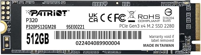 Patriot P320 512GB PCIe Gen 3x4 M.2 2280 SSD