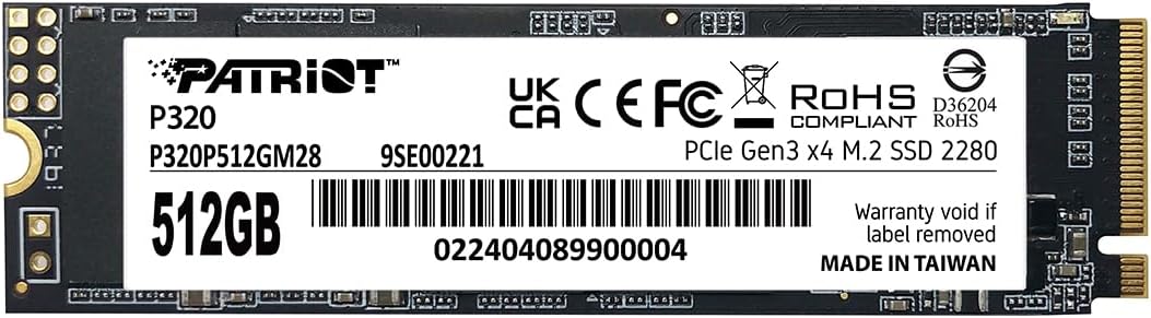 Patriot P320 512GB PCIe Gen 3x4 M.2 2280 SSD