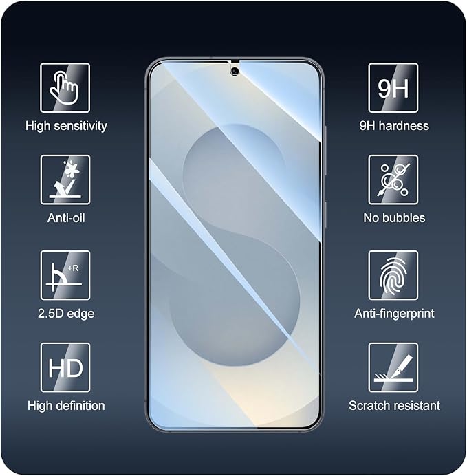 3*Screen Protector for Samsung Galaxy S24/S25 with a Installation Alignment Aid, Double Shatterproof HD Tempered Glass Film, Impact-Protection [9H Hardness][Anti-Shatter][Anti-Scratch]