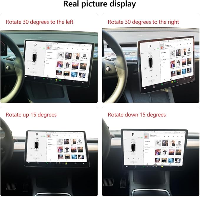 Tesla Model Y/3 Screen Swivel Tilt Mount,Four Directions UP/Down/Left/Right, Fit for Tesla Model 3 2017-2023/Model Y 2019-2024 Screen Rotating Holder Aluminium Alloy Navigation Bracket.