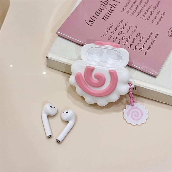 Case Compatible with Airpods 3, Cute Kawaii Fish Board Design Keychain Case Cover, Portable Earbuds Accessories Soft Silicone Shockproof Wireless Earphone Protector with Pendant White