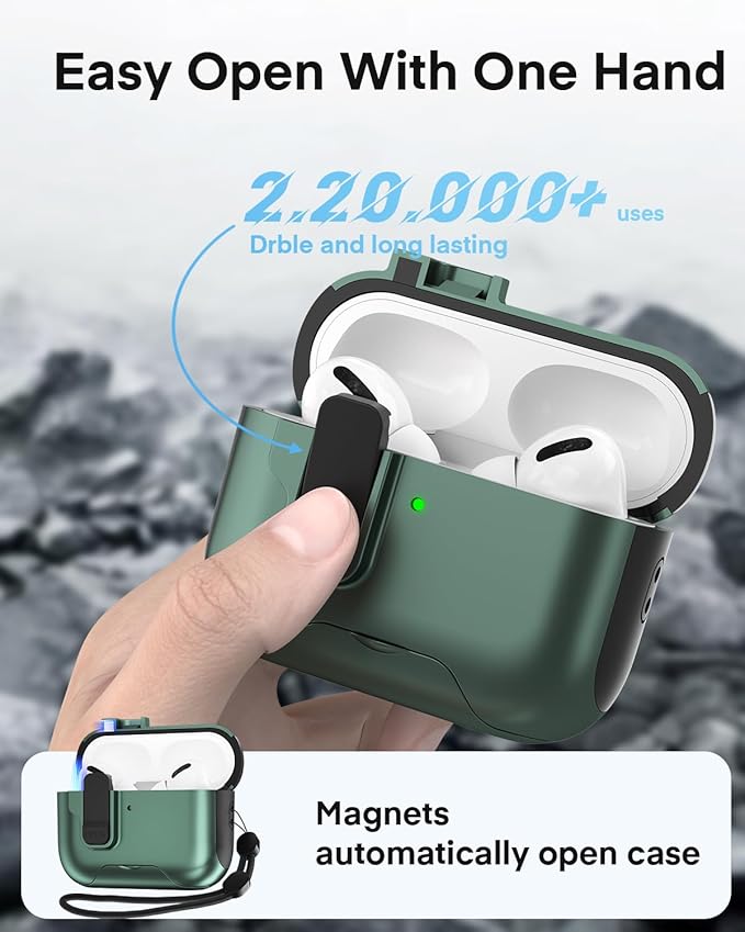 Maxjoy for AirPods Pro 3 Protective Case with Cleaning Kit, Military Hard Case with Lock Shock-Absorbing, Deep Blue