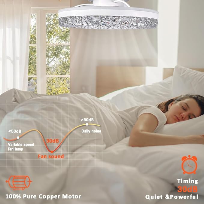 Ceiling Fan,Low Profile Ceiling Fan with Light,Flush Mount Ceiling Fan with Bluetooth Speaker, Smart Ceiling Fan,Bedroom Ceiling Fan-APP/Remote Control