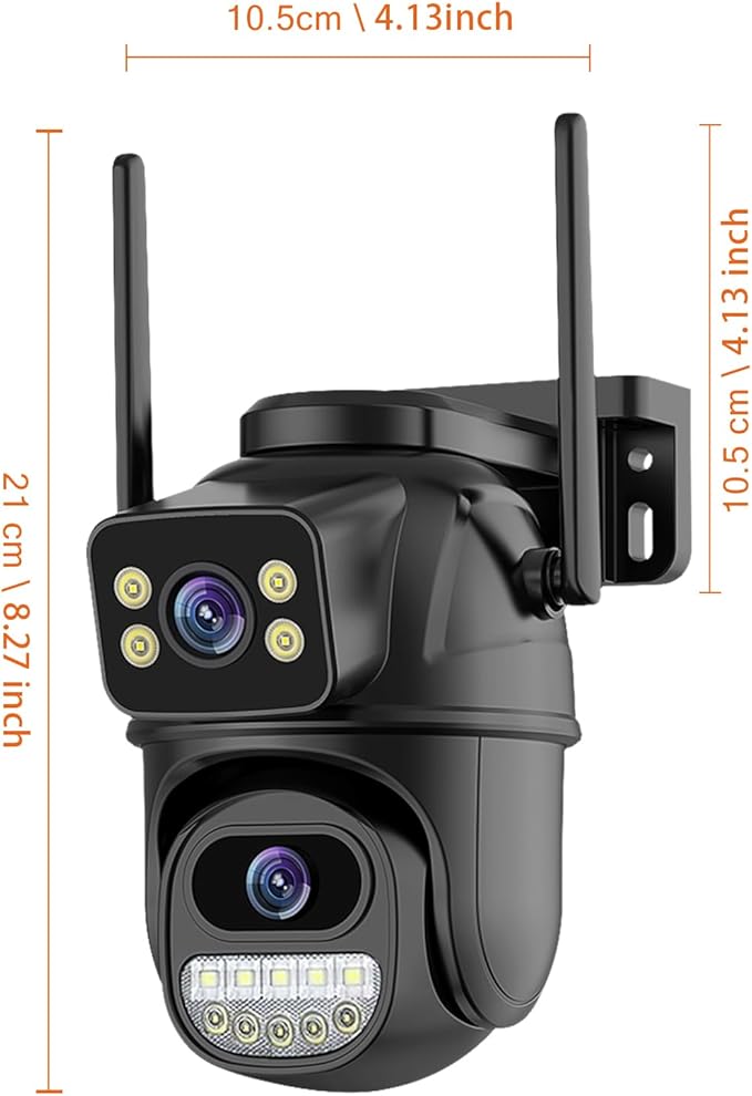 Security Camera Outdoor 2.4G WiFi PTZ Outdoor Camera Dual Lens Home Security Cameras Linkage 360°View 4MP Plug-in Cable Two-Way Talk,AI Detection,Full-Color Night Vision,Auto Tracking,24/7 Recording