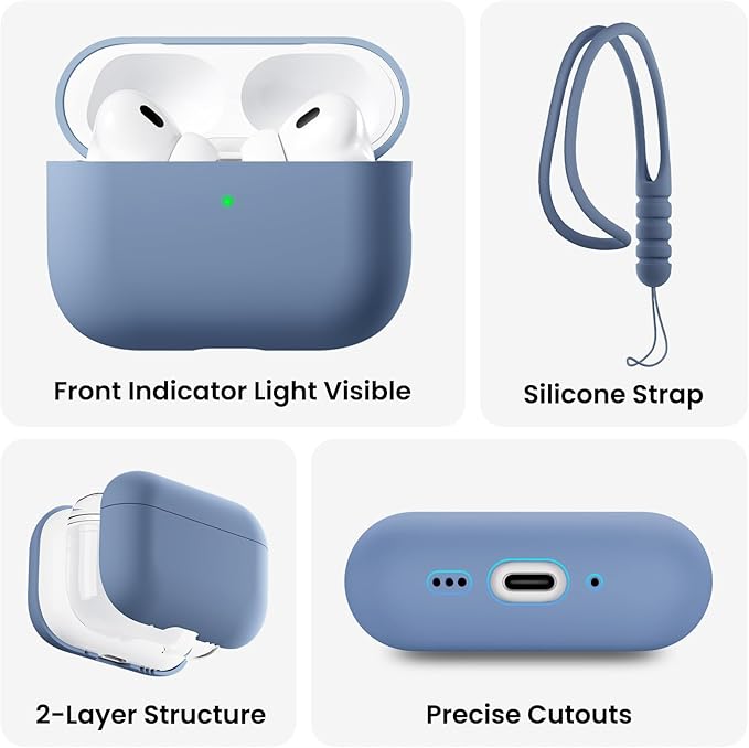 ORNARTO Compatible with AirPods Pro 3 Case 2025, Full Protective Hybrid Silicone for AirPods Pro 3rd Generation Case, Front LED Visible Skin Cover-Fresh Mint