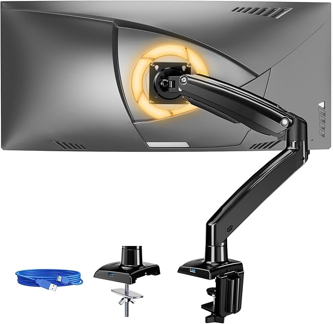 ErGear 13 to 49 inches Single Monitor Mount for Ultrawide Screens,Heavy Duty Single Monitor Arm,Single Monitor Stand with Swivel,Tilt,Rotation for Home and Office,Holds 26.5lbs,VESA 75/100mm