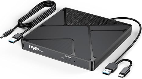 External DVD Drive, USB3.0/USBC DVD Player Reader Burner with Power Supply - Image 5