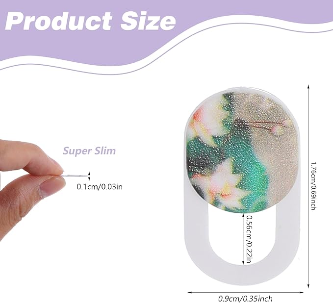 8PCS Webcam Cover Slide,Flower Pattern 0.03in Thin Phone Camera Cover Laptop Computer Camera Cover Slide Blocker Slider Lens Cover Protector Protect Privacy Security Fits Desktop PC Tablet Pad
