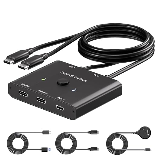 20Gbps USB C Switch, 8K USB-C Switcher 2 Laptops Share one Monitor or Dock