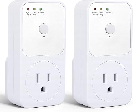 2 Pcs Outlet Surge Protector, 1800W Voltage Protector Socket with Ground & Protected Light Indicators for Refrigerator, Air Conditioner Washing Machine, US Standard 110V