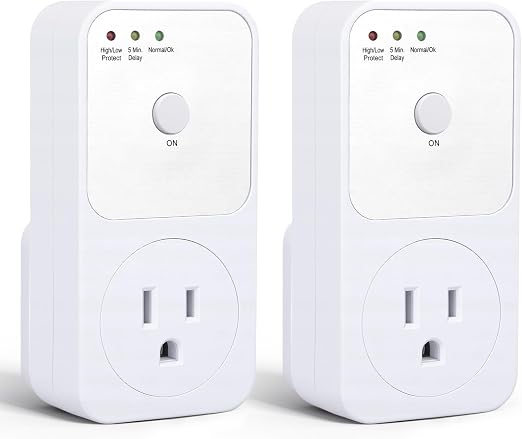 2 Pcs Outlet Surge Protector, 1800W Voltage Protector Socket with Ground & Protected Light Indicators for Refrigerator, Air Conditioner Washing Machine, US Standard 110V