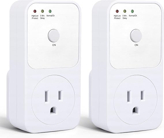 2 Pcs Outlet Surge Protector, 1800W Voltage Protector Socket with Ground & Protected Light Indicators for Refrigerator, Air Conditioner Washing Machine, US Standard 110V