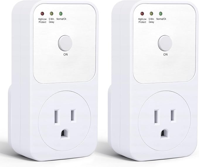 2 Pcs Outlet Surge Protector, 1800W Voltage Protector Socket with Ground & Protected Light Indicators for Refrigerator, Air Conditioner Washing Machine, US Standard 110V