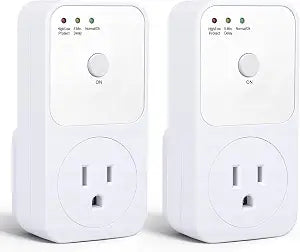 2 Pcs Outlet Surge Protector, 1800W Voltage Protector Socket with Ground & Protected Light Indicators for Refrigerator, Air Conditioner Washing Machine, US Standard 110V