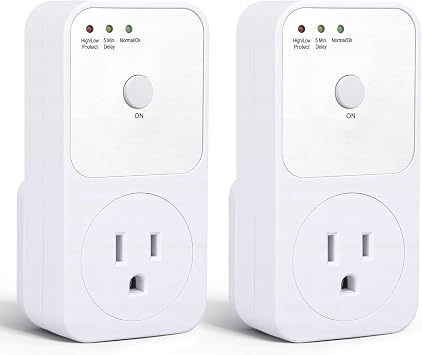 2 Pcs Outlet Surge Protector, 1800W Voltage Protector Socket with Ground & Protected Light Indicators for Refrigerator, Air Conditioner Washing Machine, US Standard 110V