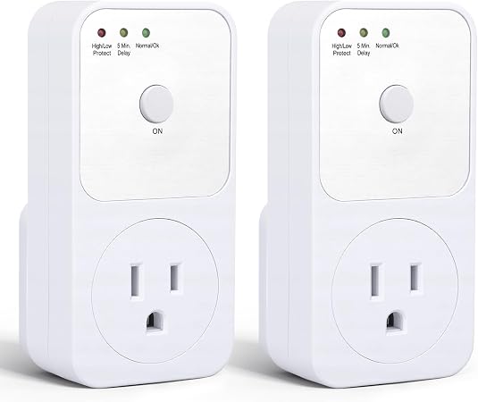 2 Pcs Outlet Surge Protector, 1800W Voltage Protector Socket with Ground & Protected Light Indicators for Refrigerator, Air Conditioner Washing Machine, US Standard 110V