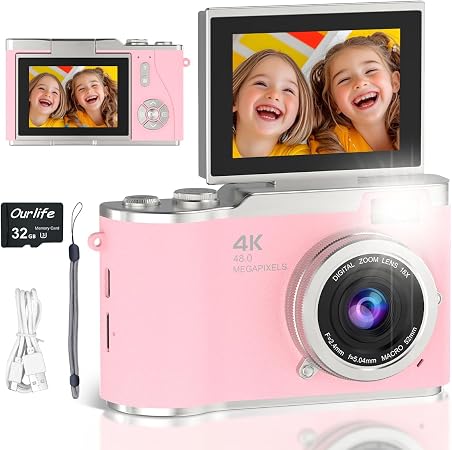 Digital Camera 1080P,Autofocus 48MP Video Selfie Camera(32GB Card) - Image 3