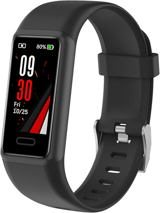 Fitness Tracker, Fitness Watches for Men Women with 24/7 Heart Rate Monitor Sleep Tracker Step/Calorie Counter Stopwatch Pedometer IP68 Waterproof (Black)