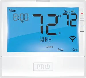 PRO1 T855iSH 8” Backlit WiFi Thermostat, 7-Day Programmable, 2H/2C Conventional, 5H/3C Heat Pump, Auto Changeover, 24V Power, Keypad Lock, Fan Control & Filter Alerts