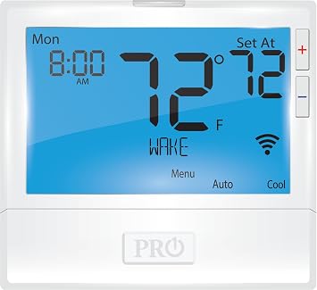 PRO1 T855iSH 8” Backlit WiFi Thermostat, 7-Day Programmable, 2H/2C Conventional, 5H/3C Heat Pump, Auto Changeover, 24V Power, Keypad Lock, Fan Control & Filter Alerts