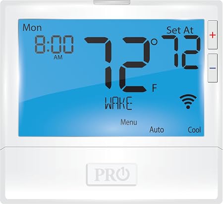 PRO1 T855iSH 8” Backlit WiFi Thermostat, 7-Day Programmable, 2H/2C Conventional, 5H/3C Heat Pump, Auto Changeover, 24V Power, Keypad Lock, Fan Control & Filter Alerts