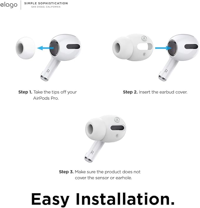 elago [6 Pairs AirPods Pro Ear Tips with Integrated Earbuds Cover Designed for Apple AirPods Pro, Fit in The Case, Anti-Slip, [3 Sizes: Large + Medium + Small] [US Patent Registered] (White)