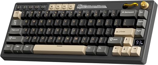 RK ROYAL KLUDGE M65 Wireless Gaming Keyboard with Knob, Cream Switch, Black