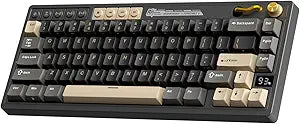 RK ROYAL KLUDGE M65 Wireless Gaming Keyboard with Knob, Cream Switch, Black
