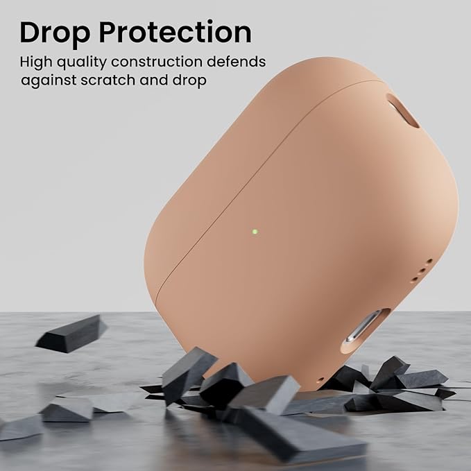 ORNARTO Compatible with AirPods Pro 2 Case 2022, Full Protective Hybrid Silicone for AirPods Pro 2nd Generation Case, Front LED Visible Skin Cover-Dark Salmon