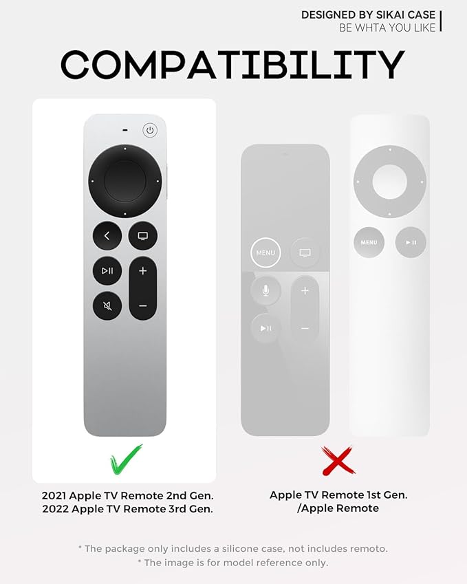 SIKAI CASE Silicone Case Fit Designed for Apple TV 4K 2021/2022 Siri Remote Protective Case with Shockproof Compatible with AirTag (Black Paw)