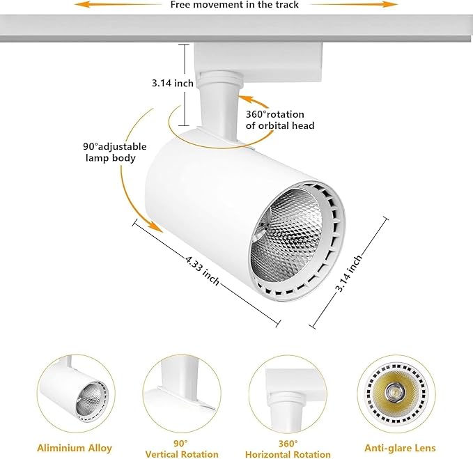 J&L Type Track Lighting Complete Kit 6000K Cool White Lights 25 W Plug in LED Track Lighting Complete Kits 24 Packs Extra Brightness with Extra 26.24FT Rails