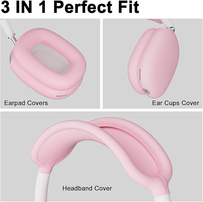 ATUAT for AirPods Max Headphones Case, Protective Silicone Case Cover Skin Accessories Anti-Scratch for Women Men for Apple AirPods Max 2024/2020 (USB-C/Lightning), Pink