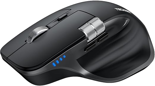 TECKNET Wireless Mouse, Side Scroll Bluetooth Rechargeable, 3-Device